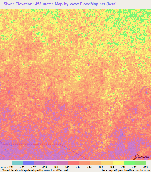 Siwar,Sudan Elevation Map