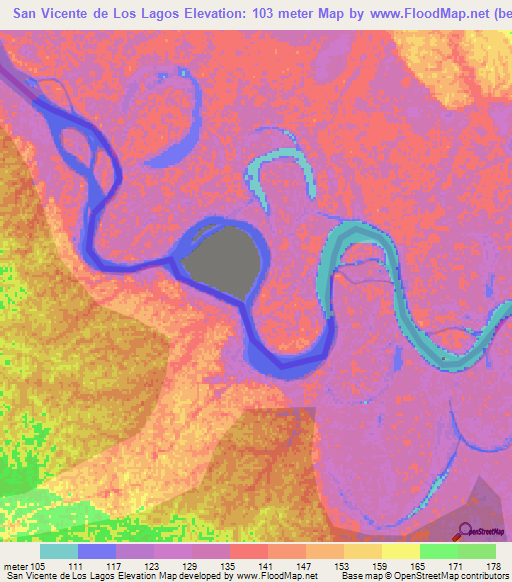 San Vicente de Los Lagos,Colombia Elevation Map