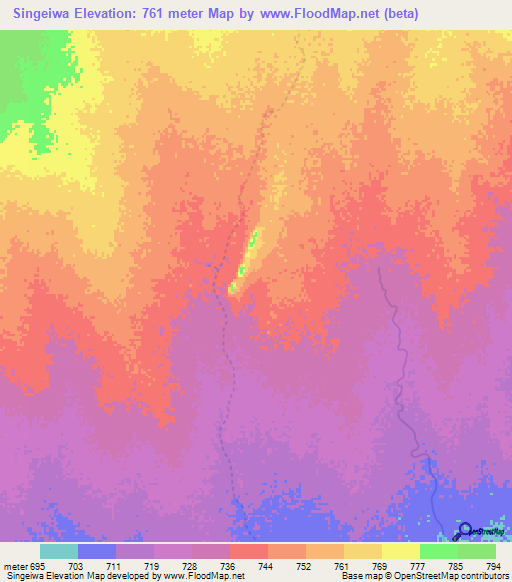 Singeiwa,Sudan Elevation Map