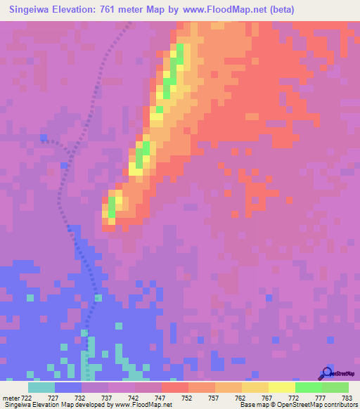 Singeiwa,Sudan Elevation Map