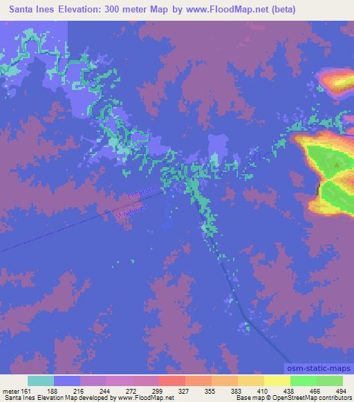 Santa Ines,Colombia Elevation Map