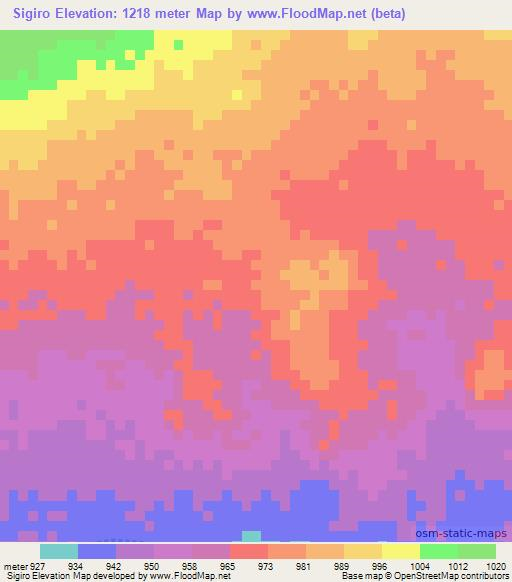 Sigiro,Sudan Elevation Map