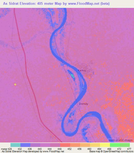 As Sidrat,Sudan Elevation Map