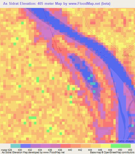 As Sidrat,Sudan Elevation Map