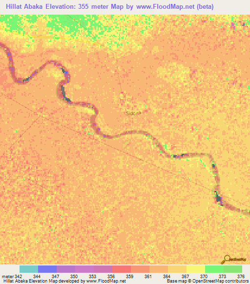 Hillat Abaka,Sudan Elevation Map
