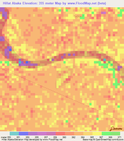 Hillat Abaka,Sudan Elevation Map
