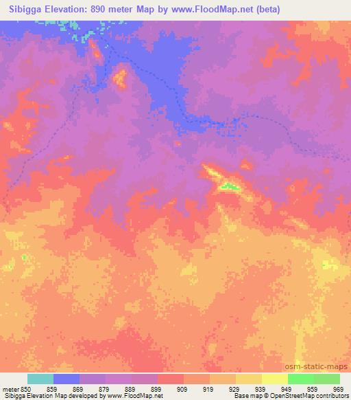 Sibigga,Sudan Elevation Map