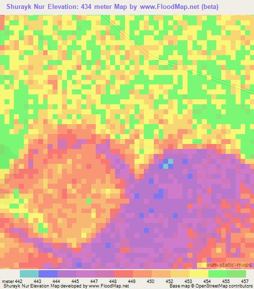 Shurayk Nur,Sudan Elevation Map