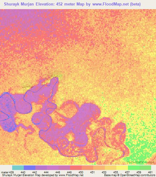 Shurayk Murjan,Sudan Elevation Map