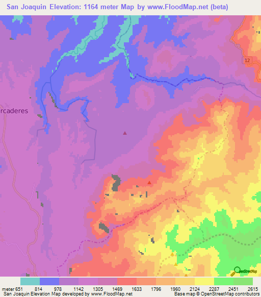 San Joaquin,Colombia Elevation Map