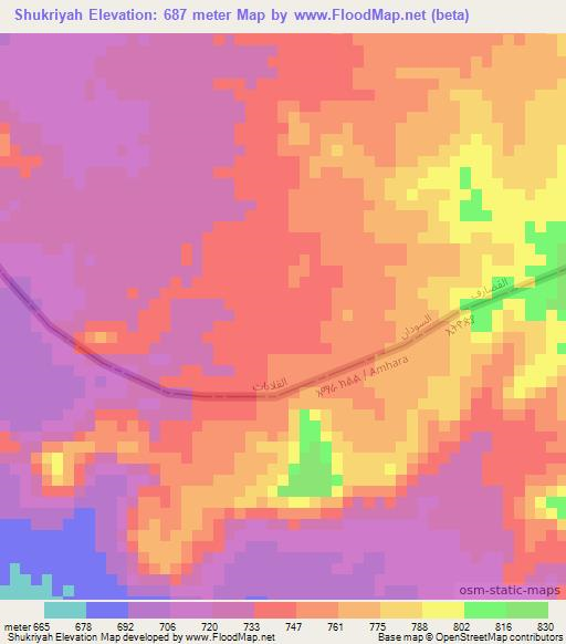 Shukriyah,Sudan Elevation Map