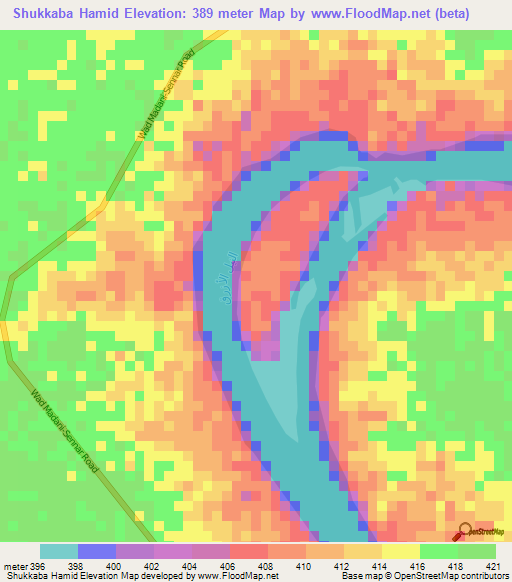 Shukkaba Hamid,Sudan Elevation Map