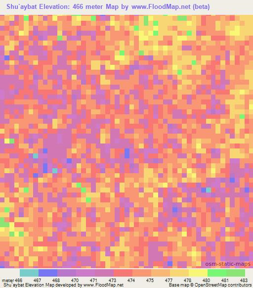 Shu`aybat,Sudan Elevation Map