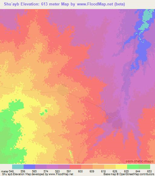 Shu`ayb,Sudan Elevation Map