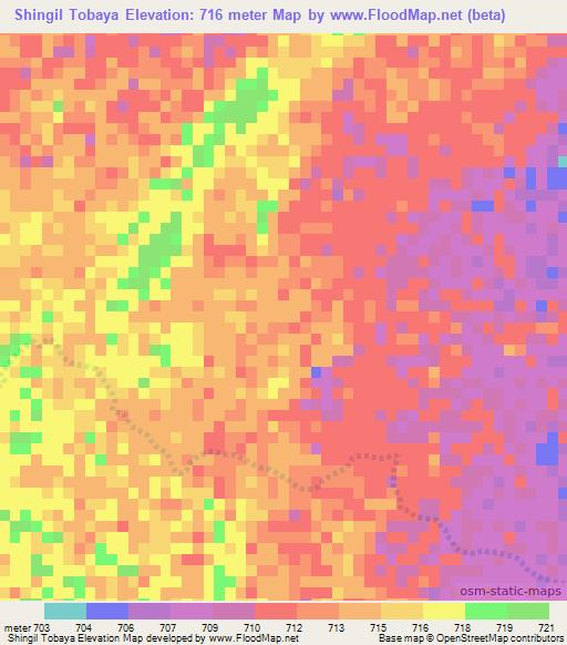 Shingil Tobaya,Sudan Elevation Map