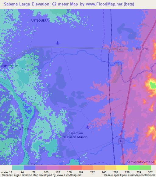 Sabana Larga,Colombia Elevation Map