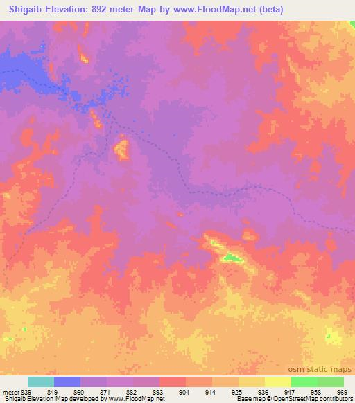 Shigaib,Sudan Elevation Map