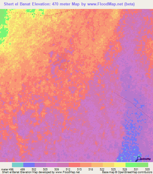 Shert el Banat,Sudan Elevation Map