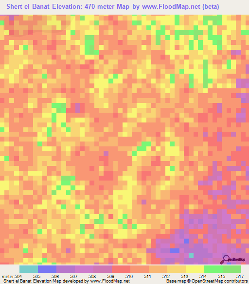 Shert el Banat,Sudan Elevation Map