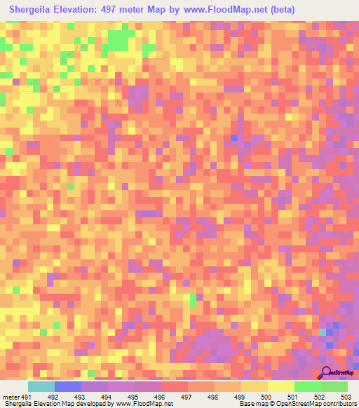Shergeila,Sudan Elevation Map