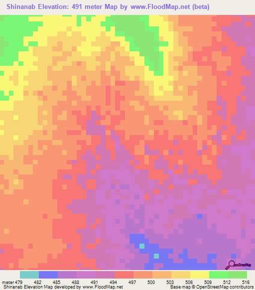 Shinanab,Sudan Elevation Map