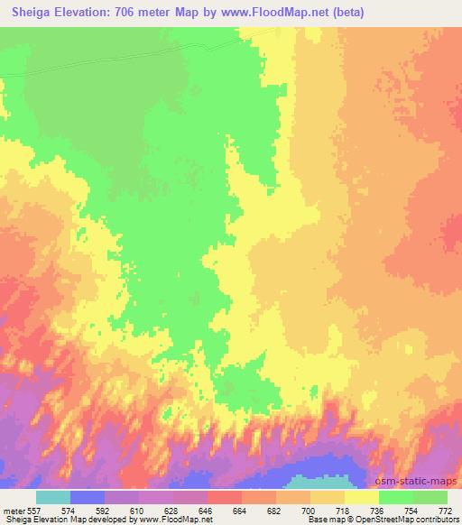Sheiga,Sudan Elevation Map
