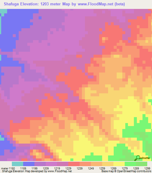 Shafuga,Sudan Elevation Map