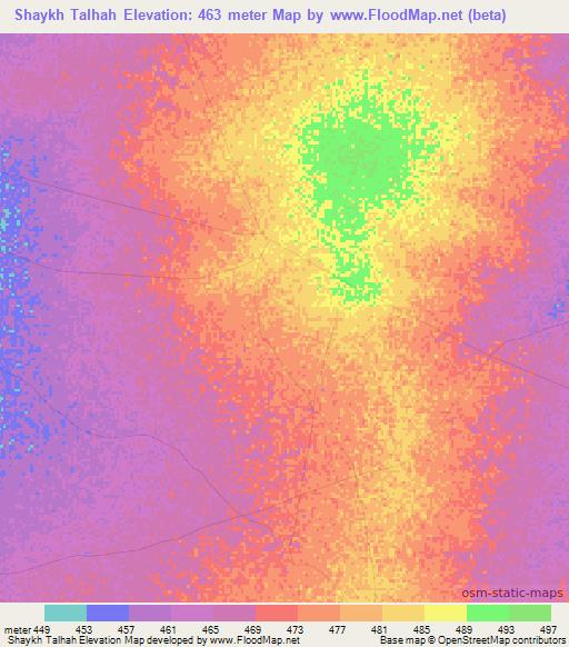 Shaykh Talhah,Sudan Elevation Map