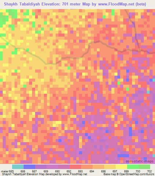 Shaykh Tabaldiyah,Sudan Elevation Map
