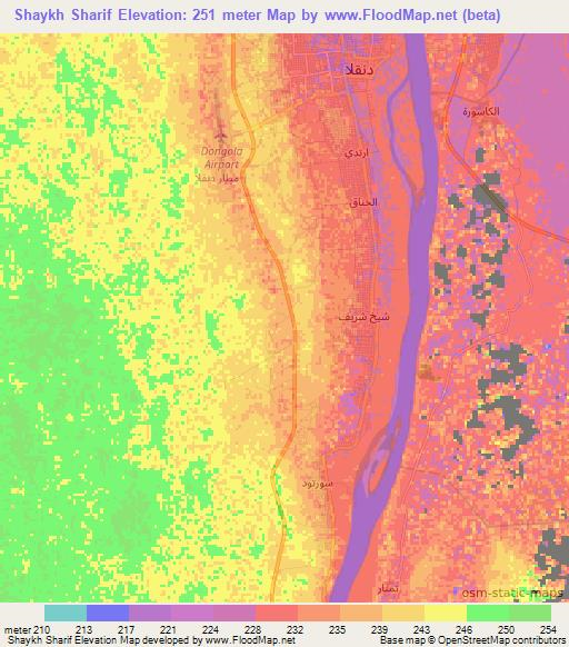 Shaykh Sharif,Sudan Elevation Map