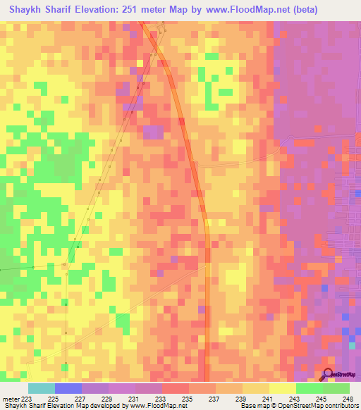 Shaykh Sharif,Sudan Elevation Map