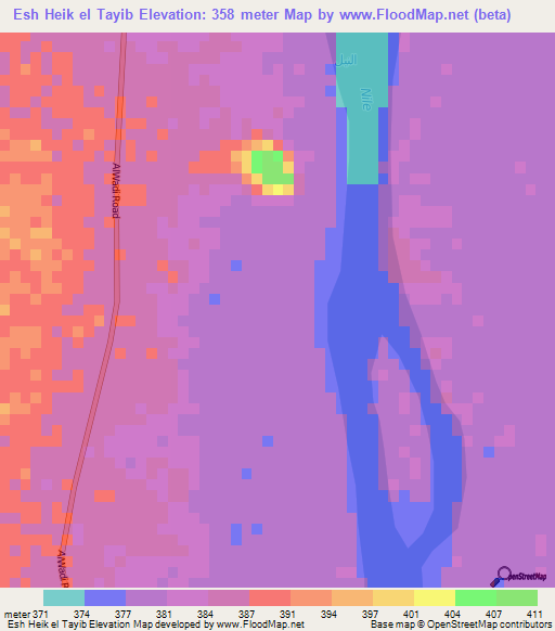 Esh Heik el Tayib,Sudan Elevation Map