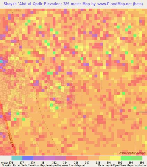 Shaykh `Abd al Qadir,Sudan Elevation Map