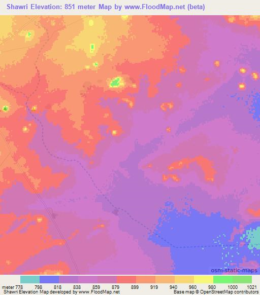 Shawri,Sudan Elevation Map