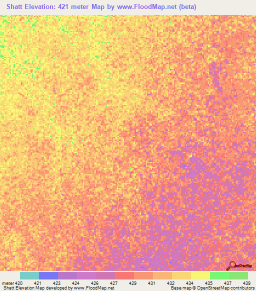 Shatt,Sudan Elevation Map