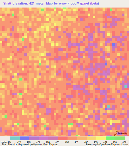 Shatt,Sudan Elevation Map