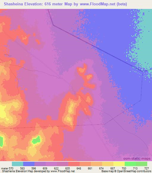 Shasheina,Sudan Elevation Map