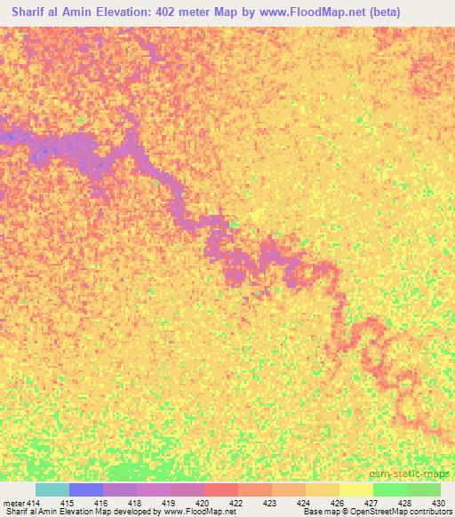 Sharif al Amin,Sudan Elevation Map