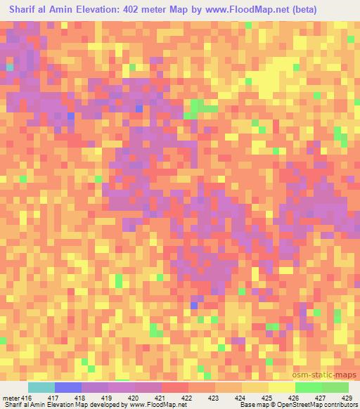 Sharif al Amin,Sudan Elevation Map