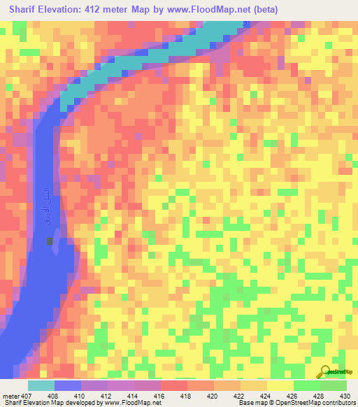 Sharif,Sudan Elevation Map