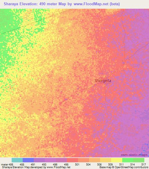 Sharaya,Sudan Elevation Map