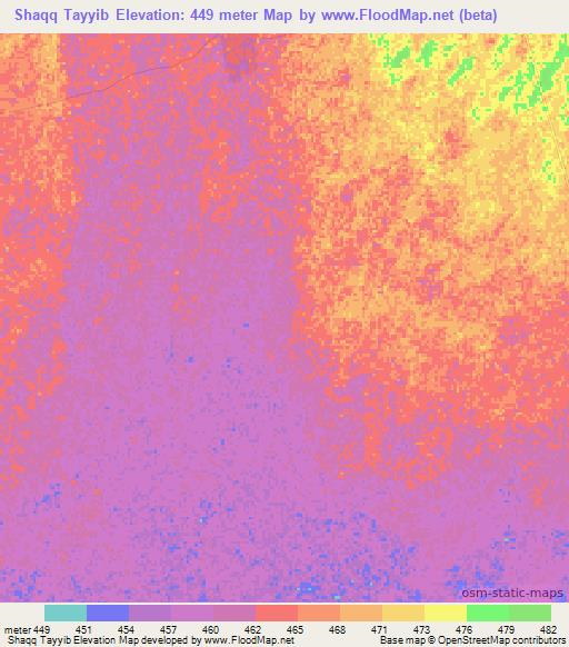 Shaqq Tayyib,Sudan Elevation Map