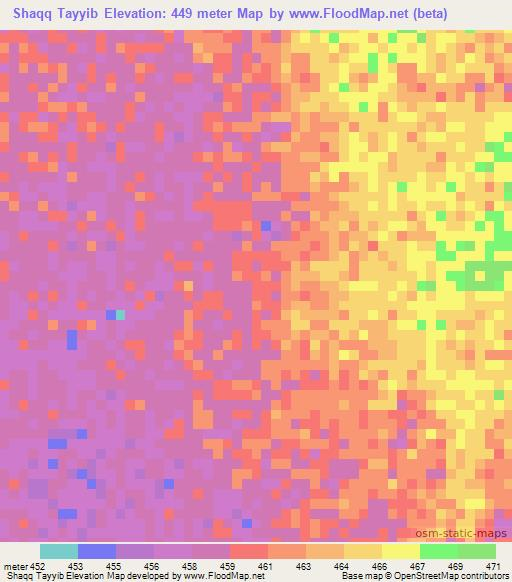 Shaqq Tayyib,Sudan Elevation Map