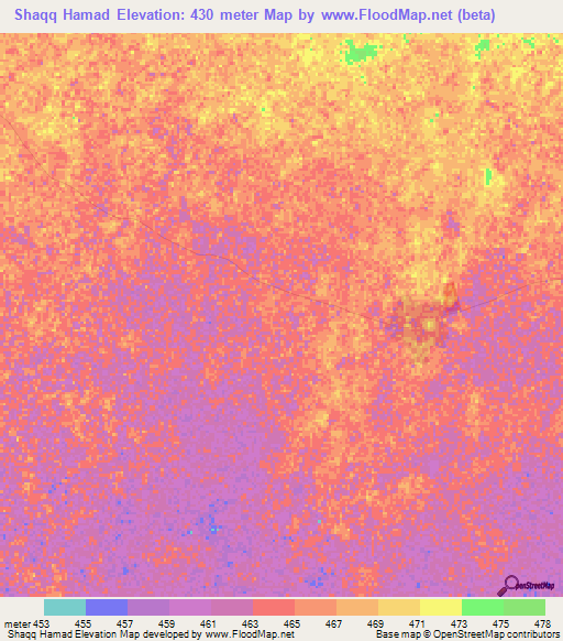 Shaqq Hamad,Sudan Elevation Map