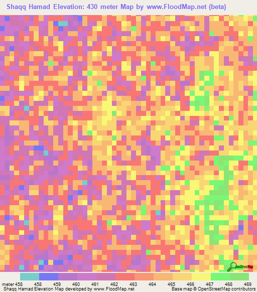 Shaqq Hamad,Sudan Elevation Map