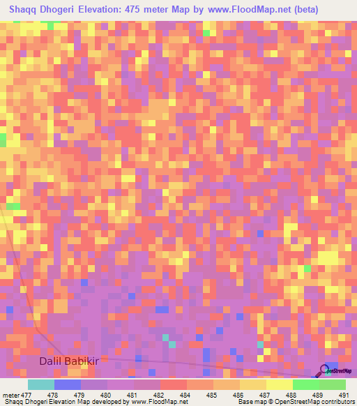 Shaqq Dhogeri,Sudan Elevation Map