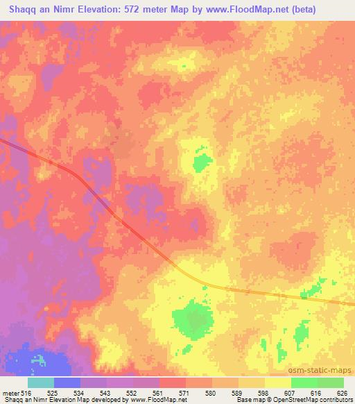 Shaqq an Nimr,Sudan Elevation Map
