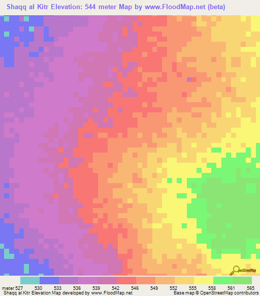 Shaqq al Kitr,Sudan Elevation Map