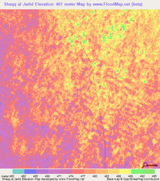 Shaqq al Jadid,Sudan Elevation Map