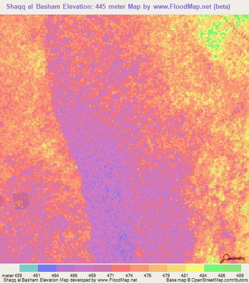 Shaqq al Basham,Sudan Elevation Map